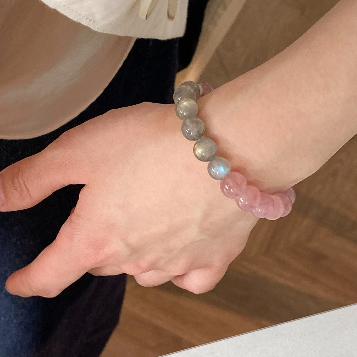 Natural Amethys Moonstone & Strawberry Quartz Bracelet – Balance Energy & Enhance Intuition