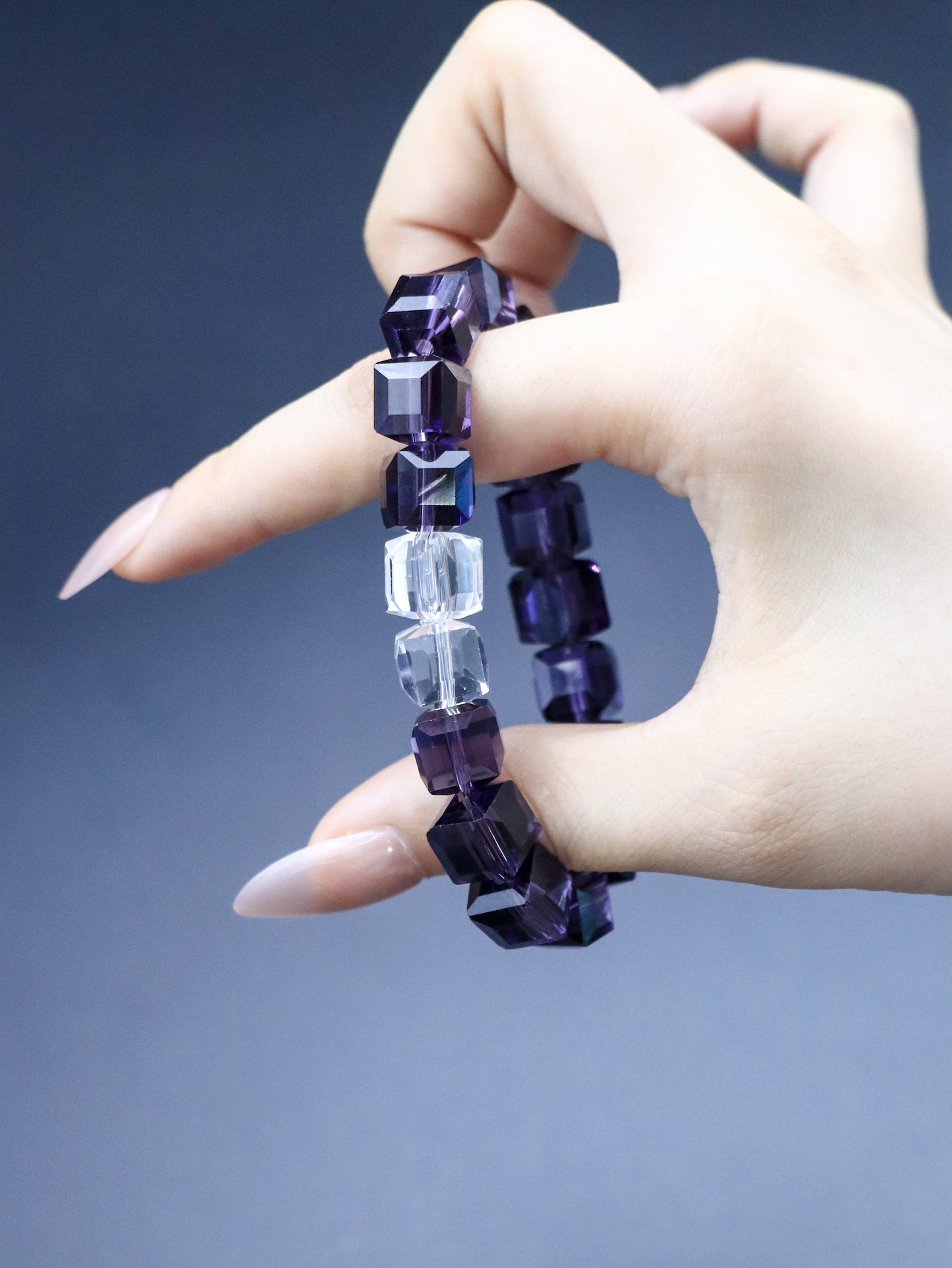 Amethyst-Colored Glazed Candy Cube Bracelet – For Wisdom & Creativity XUANSHU