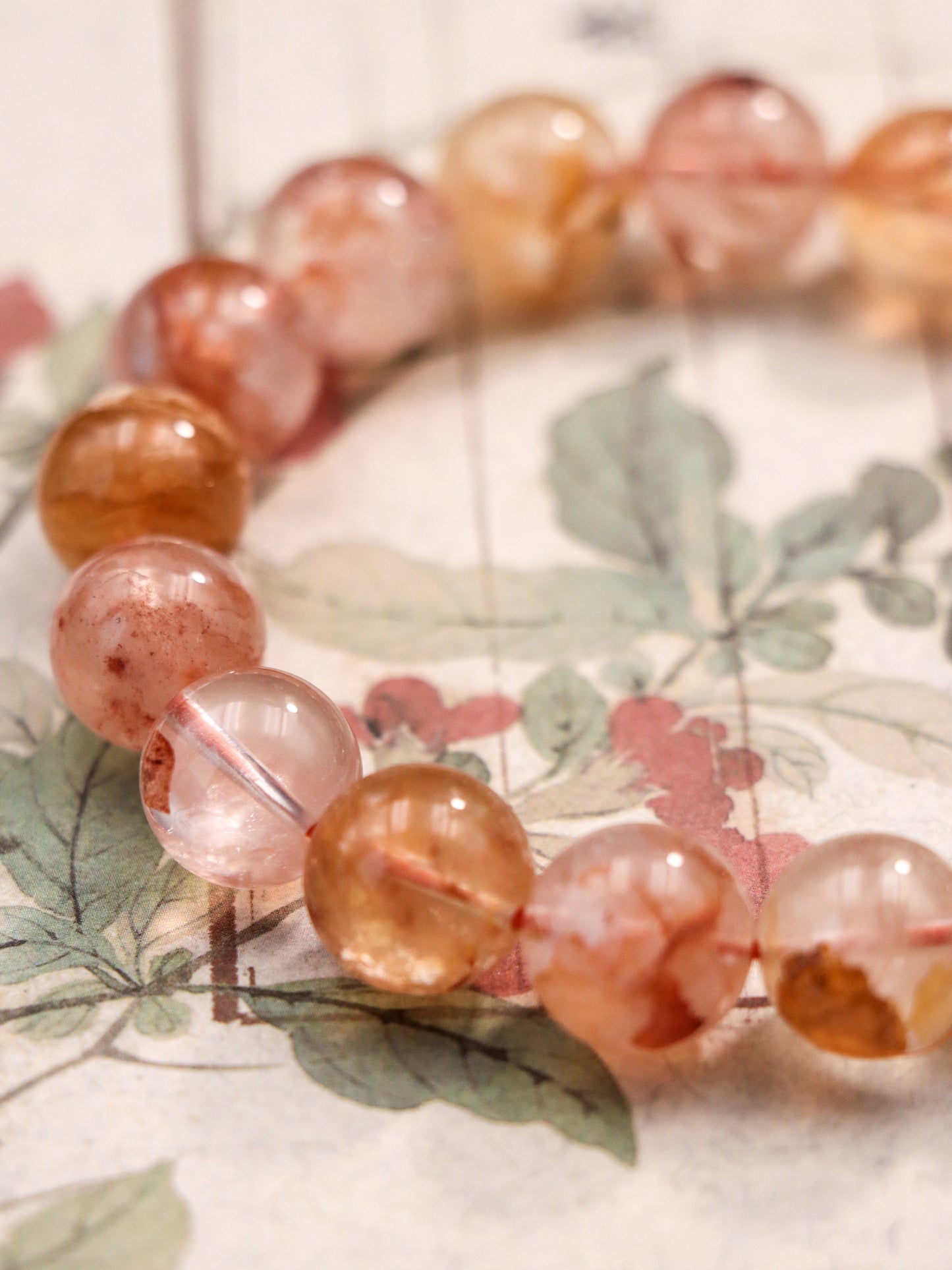 Natural Red Inclusion Quartz Bracelet – Awaken Heart Energy & Feminine Power