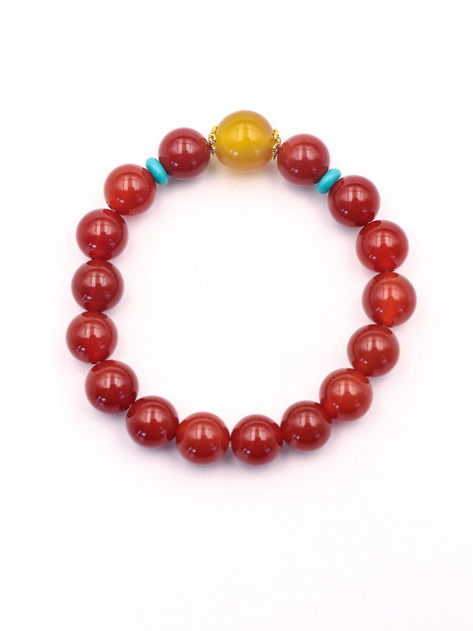 Handmade Red Agate Beaded Bracelet – Enhance Aura & Inner Strength XUANSHU