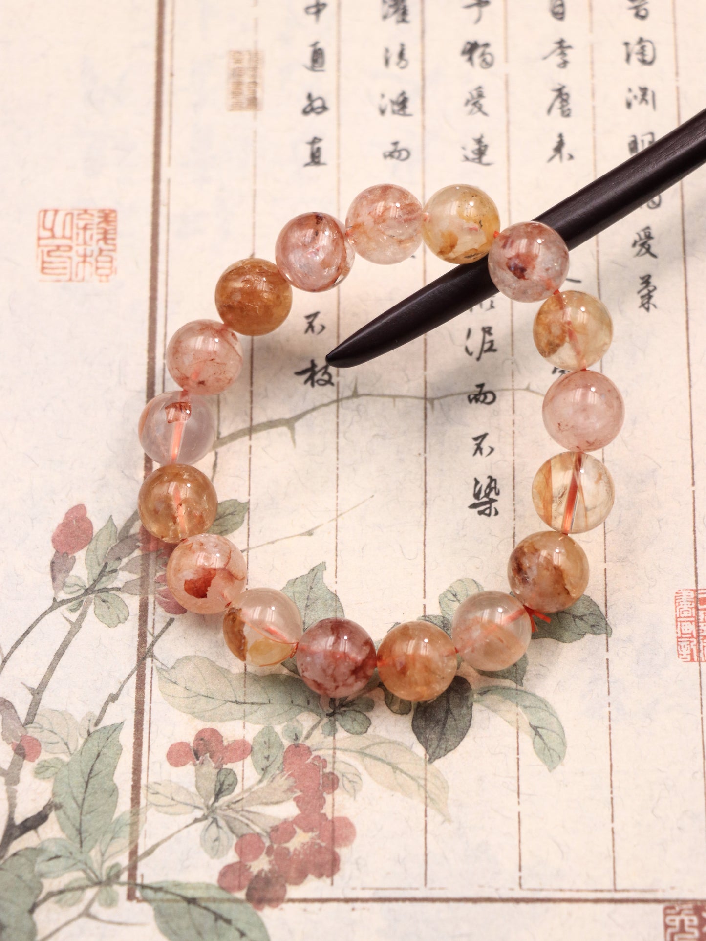Natural Red Inclusion Quartz Bracelet – Awaken Heart Energy & Feminine Power