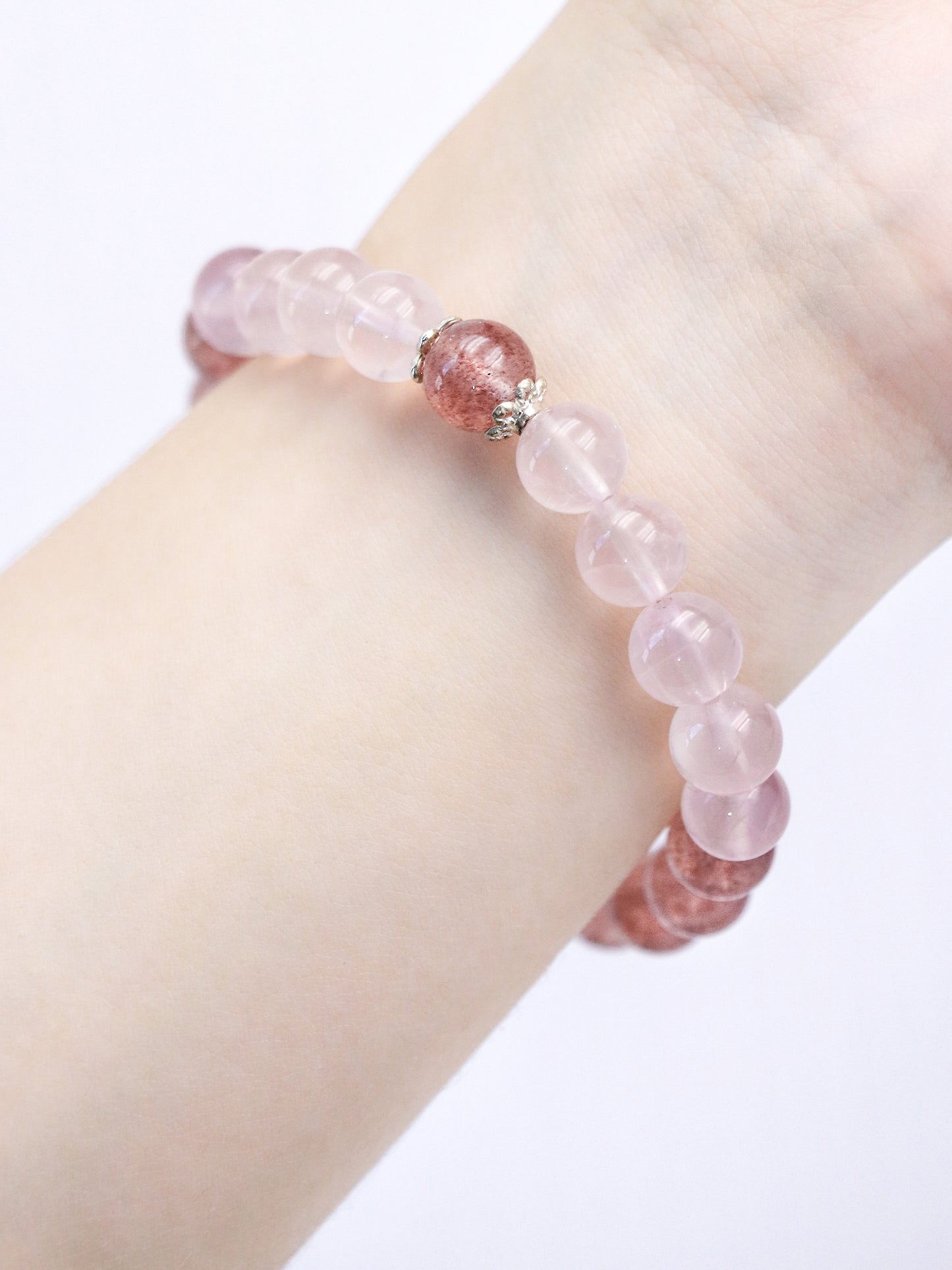 Strawberry Quartz & Rose Quartz Bracelet – Fire-Earth Harmony for Love & Healing
