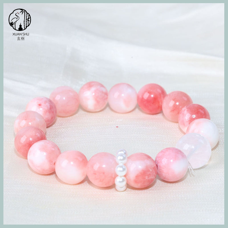 Rose Quartz White Phantom Crystal Bracelet – Emotional Balance & Feng Shui Charm