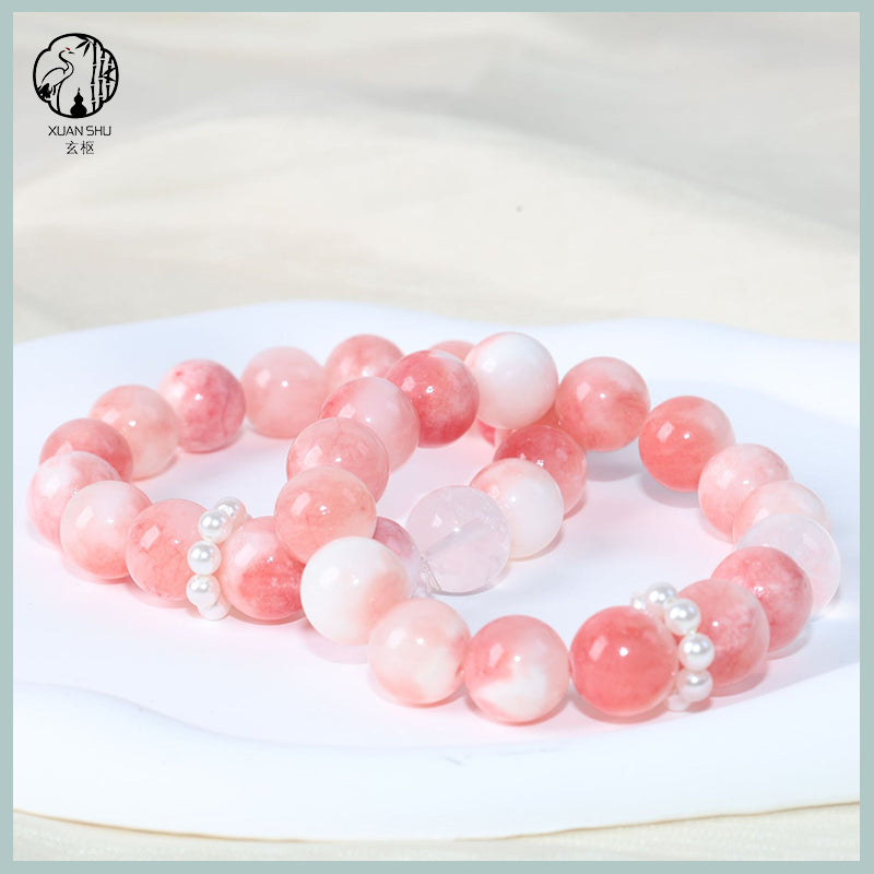 Rose Quartz White Phantom Crystal Bracelet – Emotional Balance & Feng Shui Charm