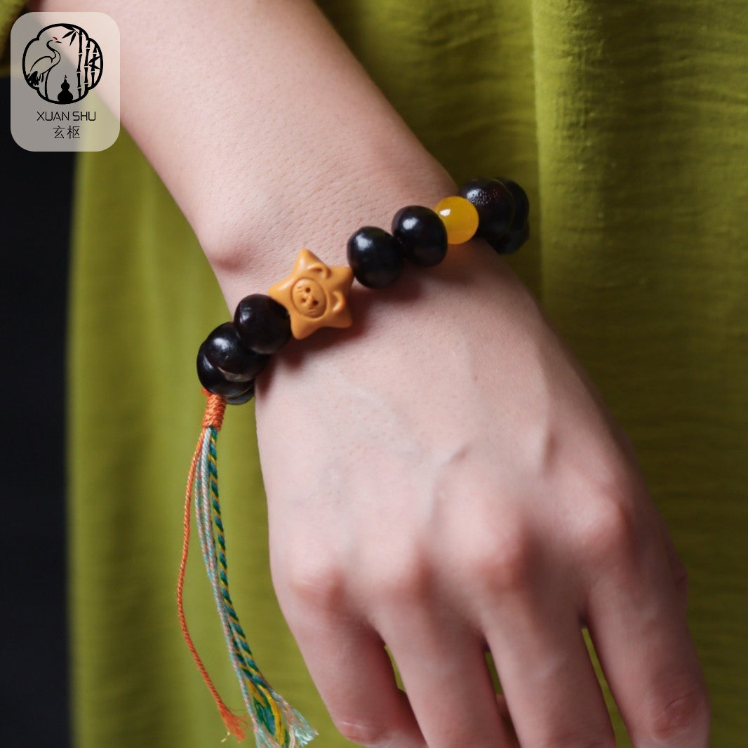Natural Soapberry Star Tassel Bracelet - Feng Shui Protection & Good Luck Amulet