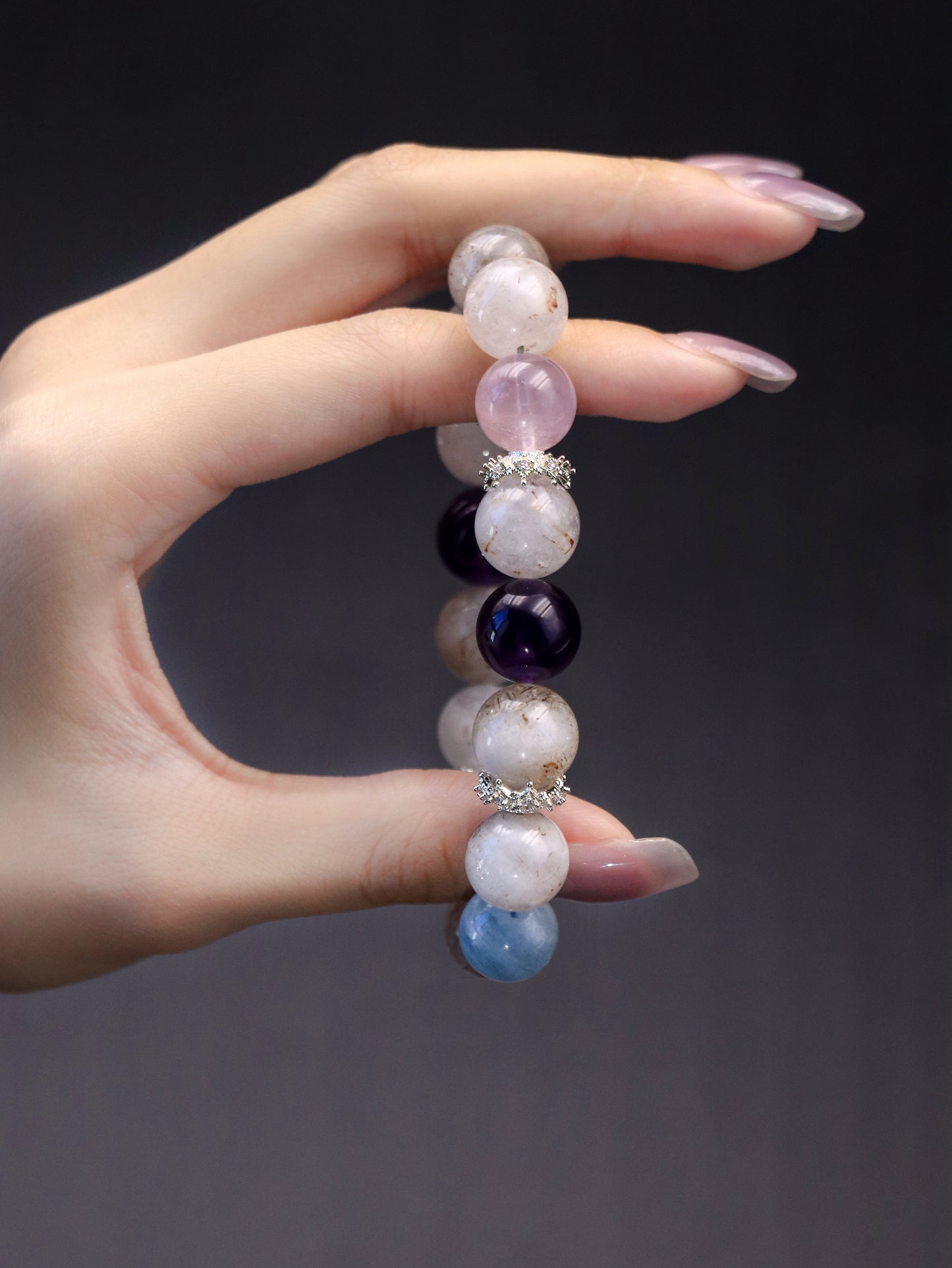 Mystic Harmony Crystal Bracelet - Black Super Seven & Ghost Quartz & Rose Quartz & Amethyst Blend