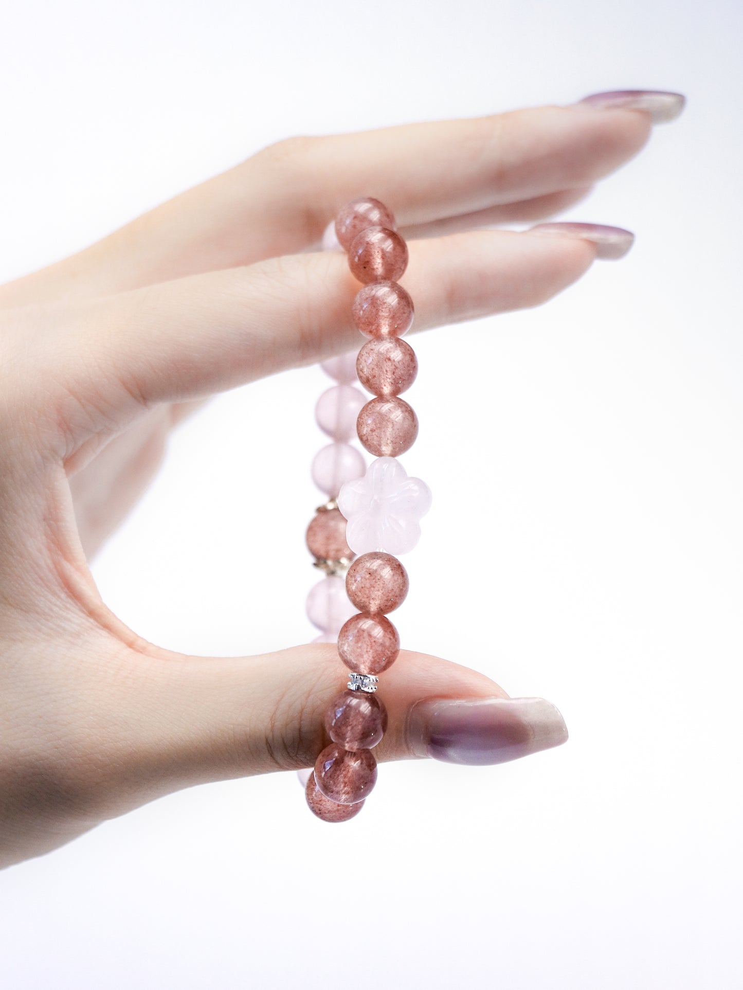 Strawberry Quartz & Rose Quartz Bracelet – Fire-Earth Harmony for Love & Healing
