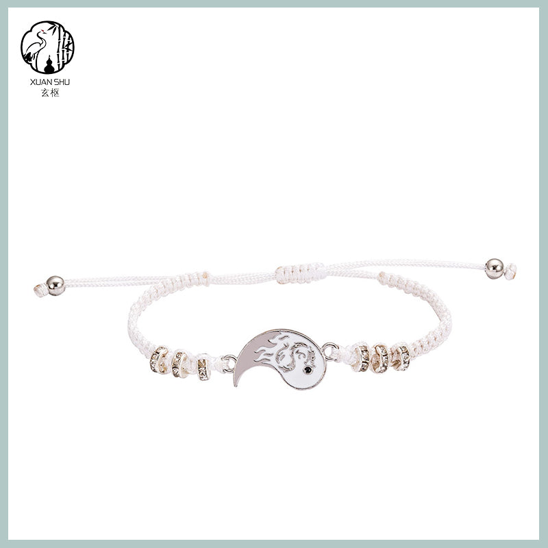 Tai Chi Bagua Dragon Pattern Couple Bracelet and Necklace Set-Dissipating Negative Energy, Attracting Good Luck and Health