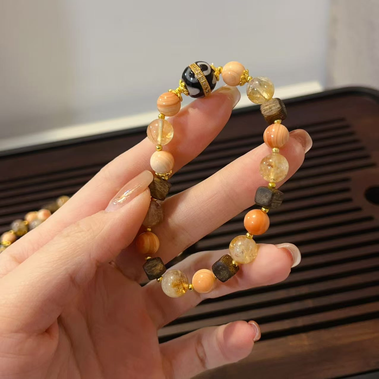 Tiger Tooth Dzi Multi-Gem Bracelet – Protective Energy