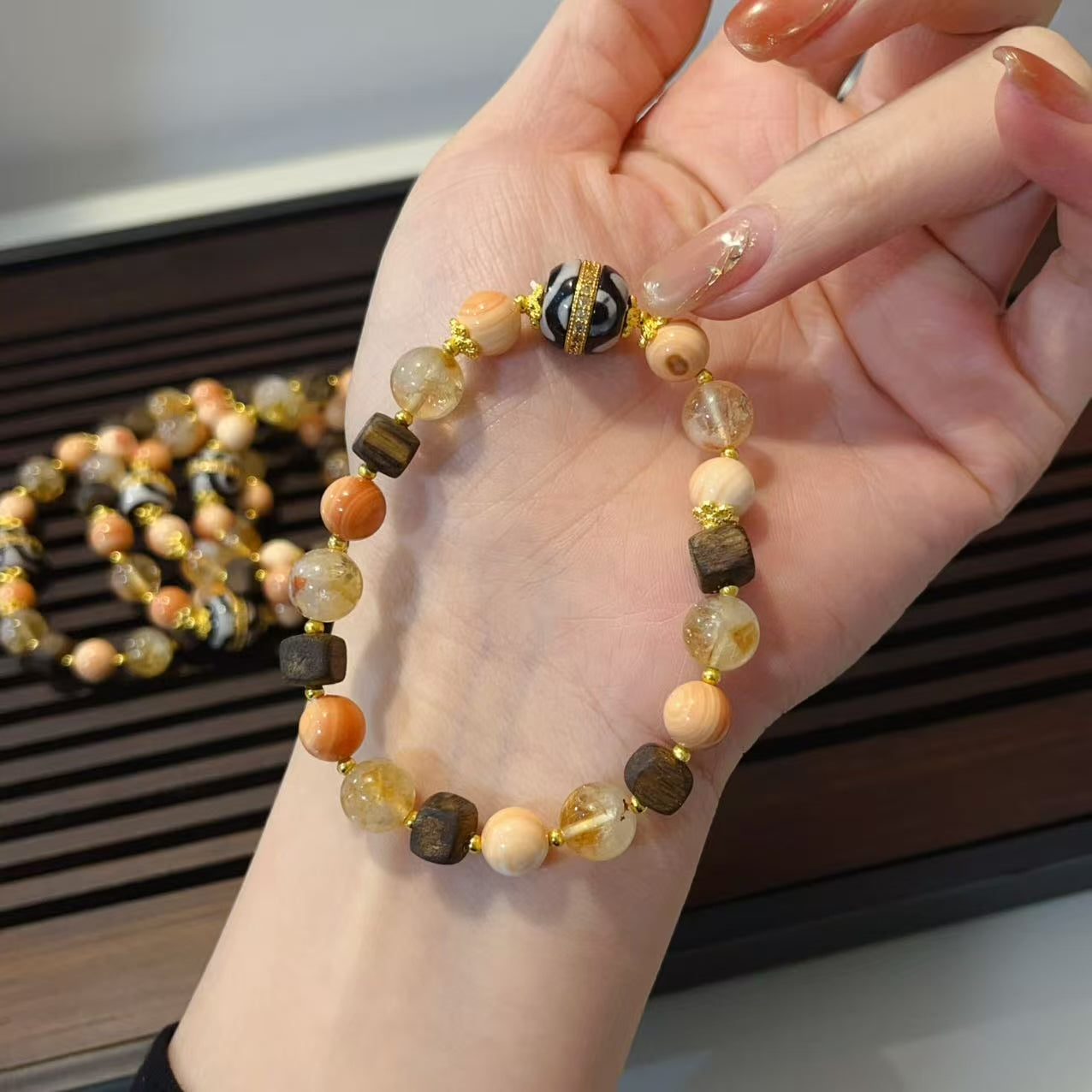 Tiger Tooth Dzi Multi-Gem Bracelet – Protective Energy