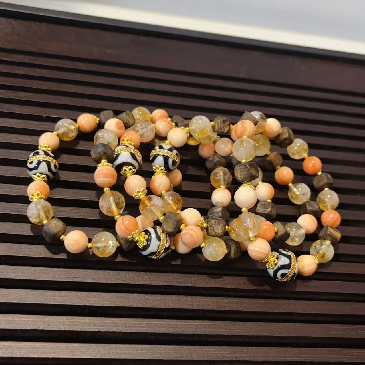 Tiger Tooth Dzi Multi-Gem Bracelet – Protective Energy