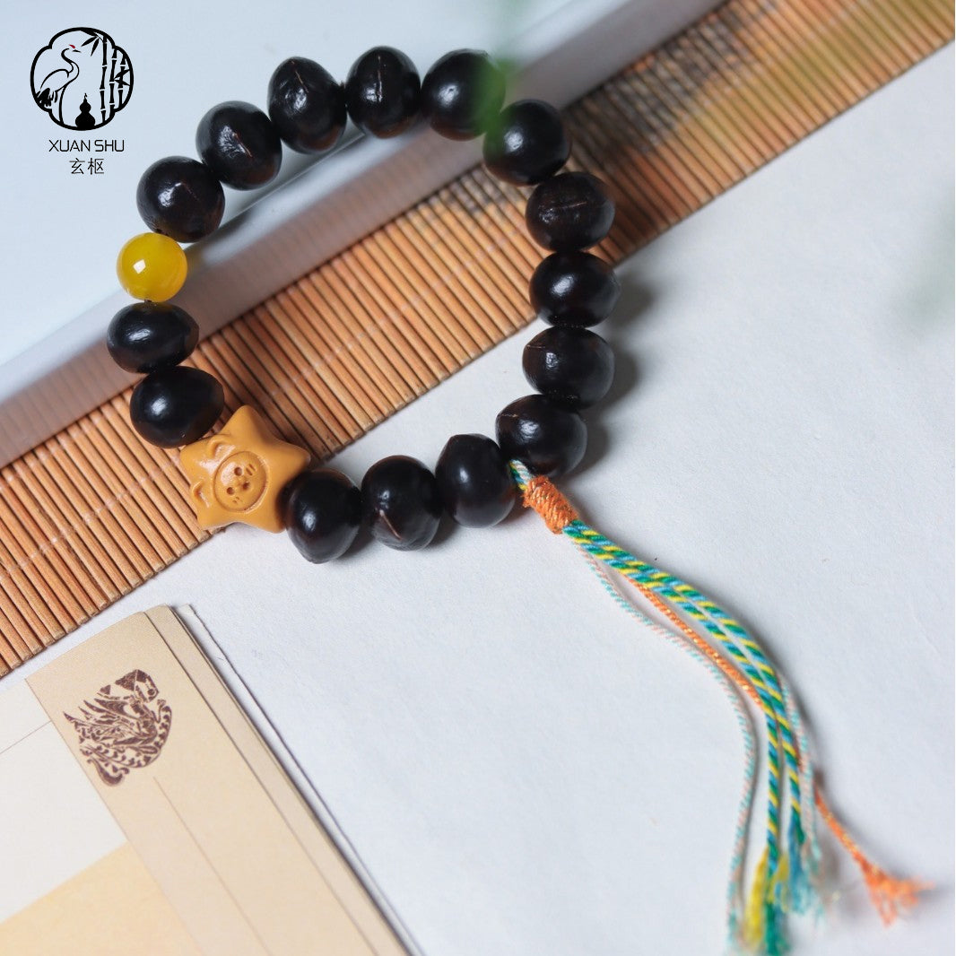 Natural Soapberry Star Tassel Bracelet - Feng Shui Protection & Good Luck Amulet