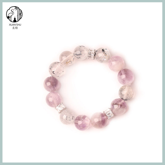 Natural Rose Quartz Clear Quartz & Lavender Jade Bracelet – Love Healing Luck and Energy Balance
