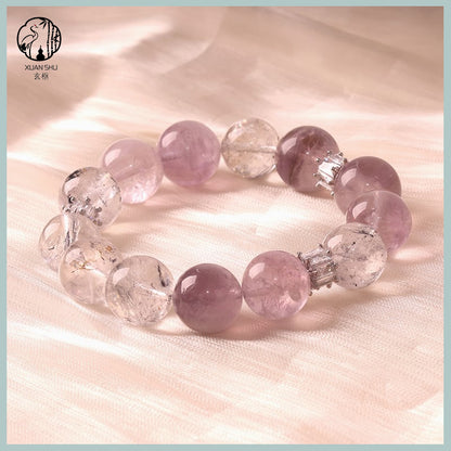 Natural Rose Quartz Clear Quartz & Lavender Jade Bracelet – Love Healing Luck and Energy Balance