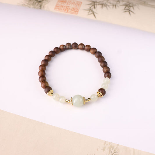 Agarwood Beads & Hetian Jade Bracelet – Feng Shui Protection & Wealth Attraction