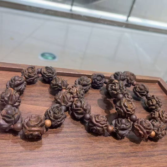 Agarwood Floral Bead Bracelet – Divine Connection & Spiritual Clarity