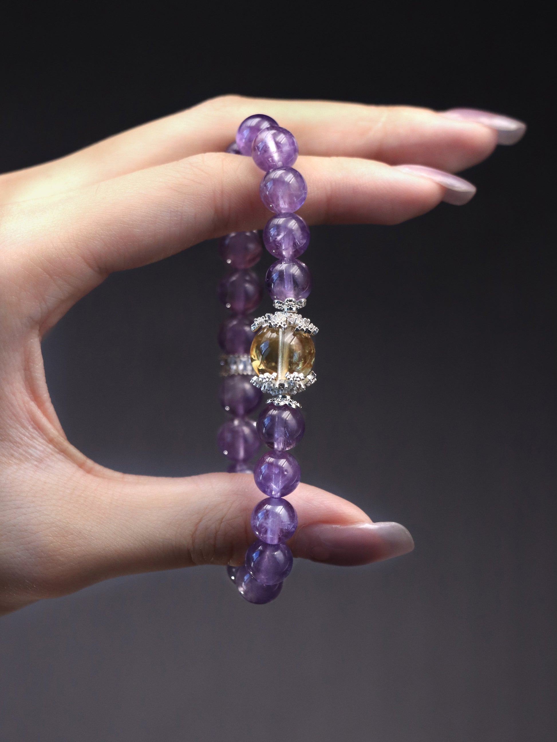 Natural Amethyst Citrine Bracelet – Five Element Energy Balance for Prosperity and Focus XUANSHU