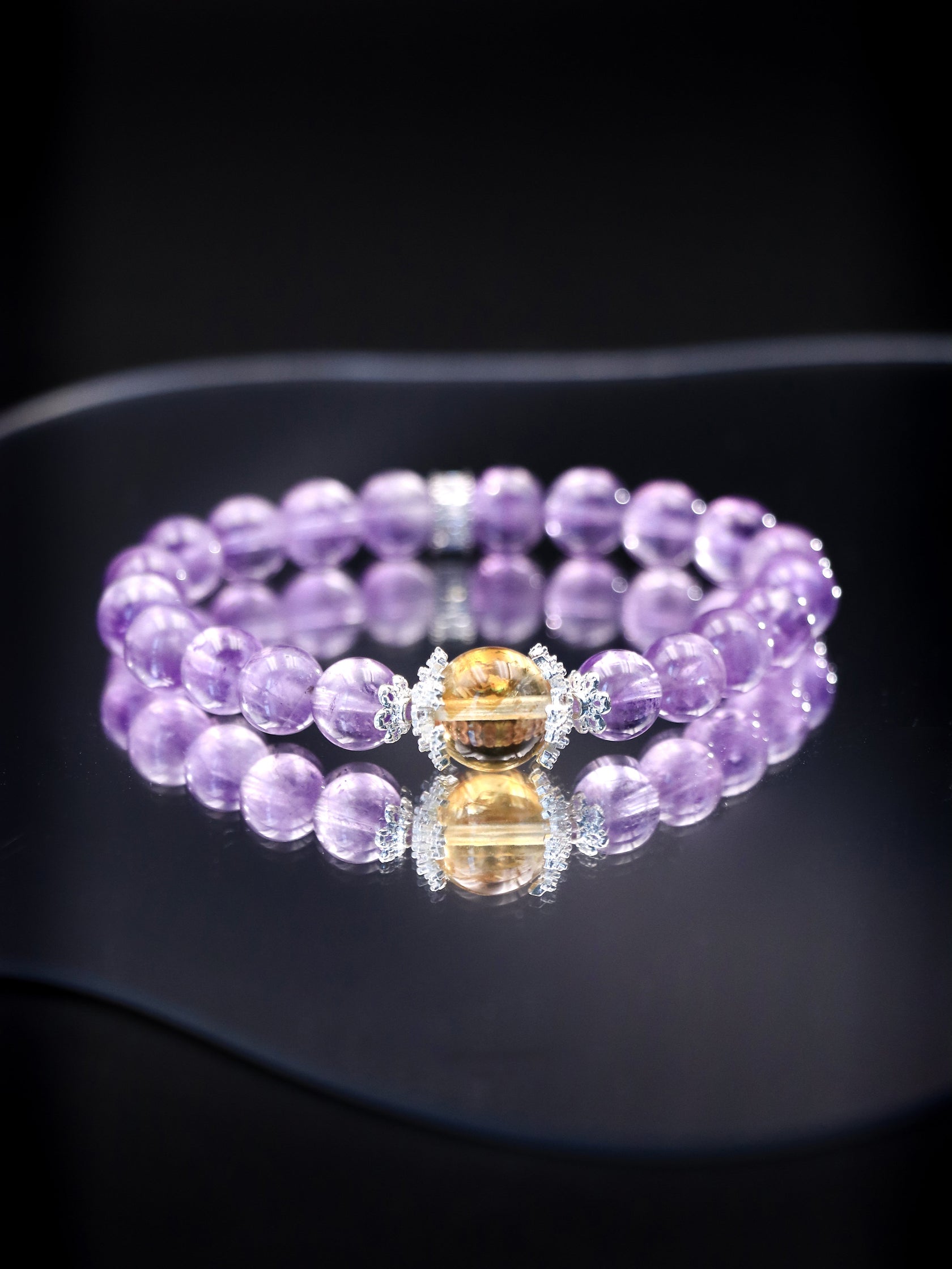 Amethyst and Yellow Citrine Bracelet