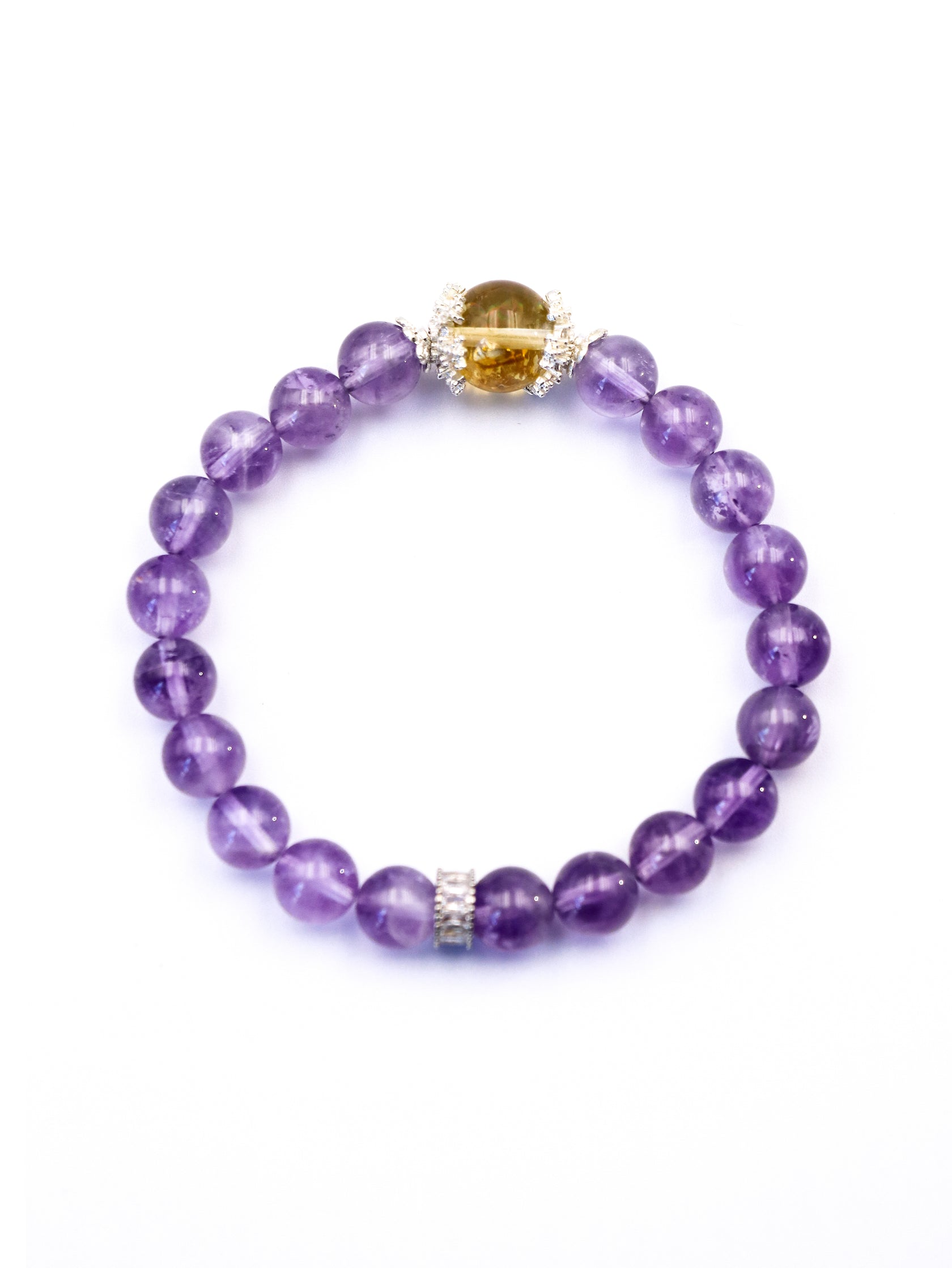 Amethyst and Citrine Crystal Bracelet for Energy Balance, Wisdom and Wealth