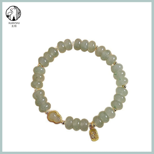Natural Aventurine Abacus Beads with Aquamarine & Agate Ruyi Pendant Bracelet – Wealth & Prosperity