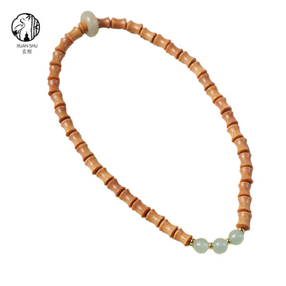 Bamboo Bead & Gemstone Sandalwood Bracelet — Double Circle Design to Attract Prosperity & Good Relationships
