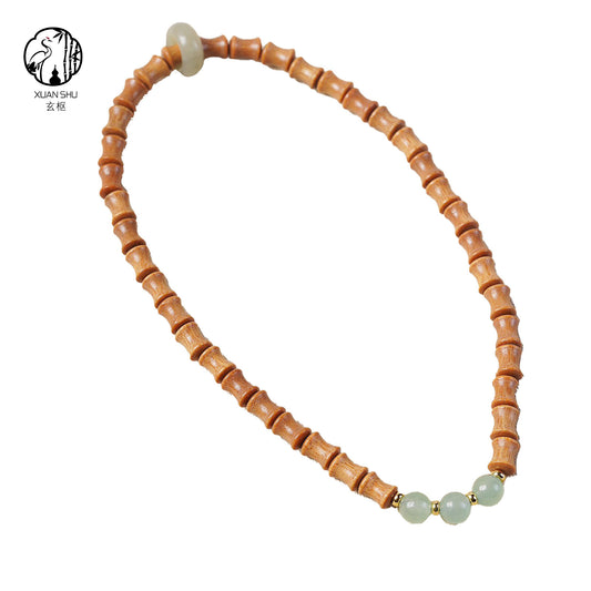 Bamboo Bead & Gemstone Sandalwood Bracelet — Double Circle Design to Attract Prosperity & Good Relationships