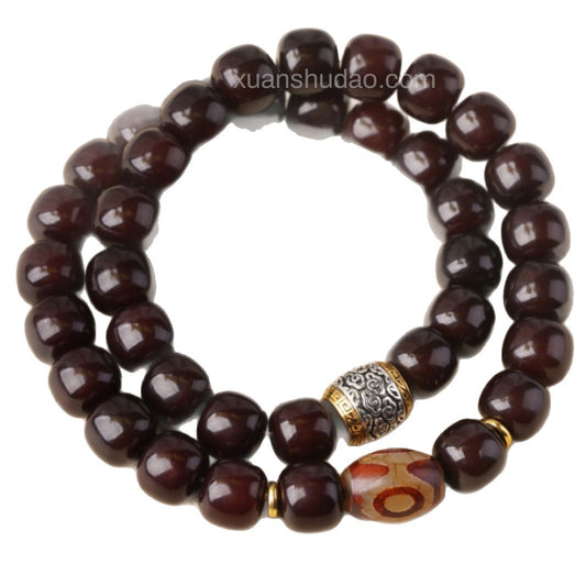 Black Bodhi Root Dzi Beads Double-Wrap Bracelet – Remove Sha Energy & Attract Wealth & Enhance Luck