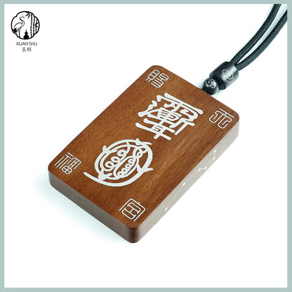 Black Ebony Sterling Silver Golden Light Mantra Amulet Pendant – Feng Shui Talisman Protection Charm Necklace