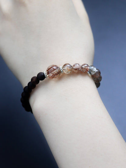Black Super Seven & Agarwood Bracelet – Wisdom, Clarity & Spiritual Awakening XUANSHU