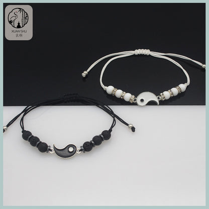 Black and White Tai Chi Yin-Yang Couple Bracelet- Balancing Energy, Enhancing Harmony and Luck