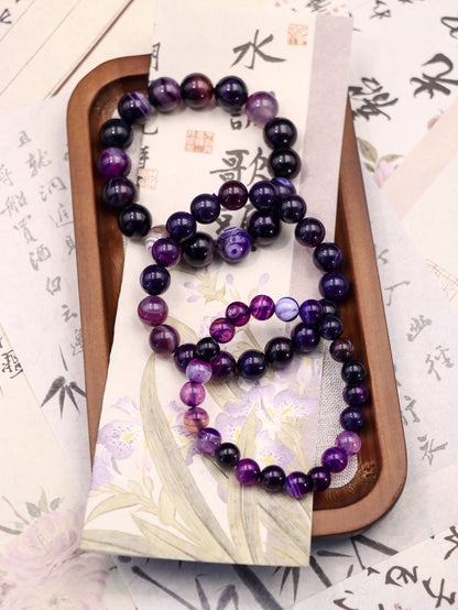 Purple Black Agate Crystal Bracelet – For Balance & Transformation XUANSHU