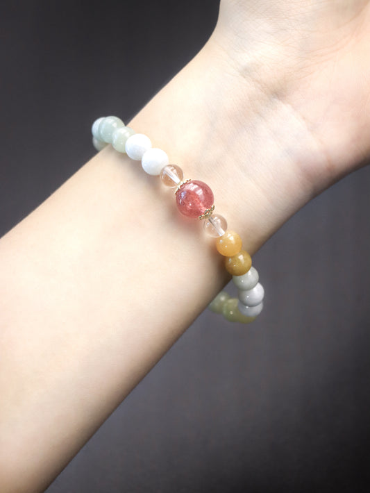 Natural Morganite & Strawberry Quartz Bracelet – Love, Healing & Emotional Balance