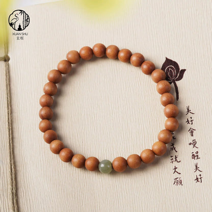 Hetian Jade & Sandalwood Bracelet – Feng Shui Luck, Wealth & Harmony Jewelry
