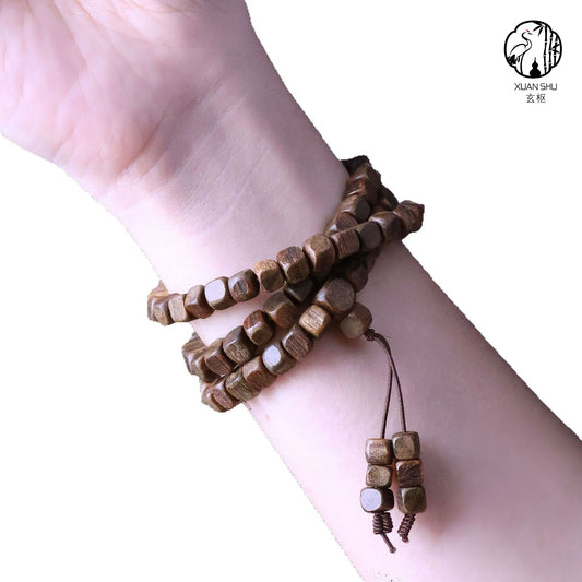 Five Elements Harmonizing Qinan Wood Sugar Cube Bead Bracelet – Attract Prosperity & Protection