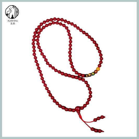 Original Mine Cinnabar 108 Bead Five Road Wealth God Bracelet - Feng Shui Prosperity & Protection