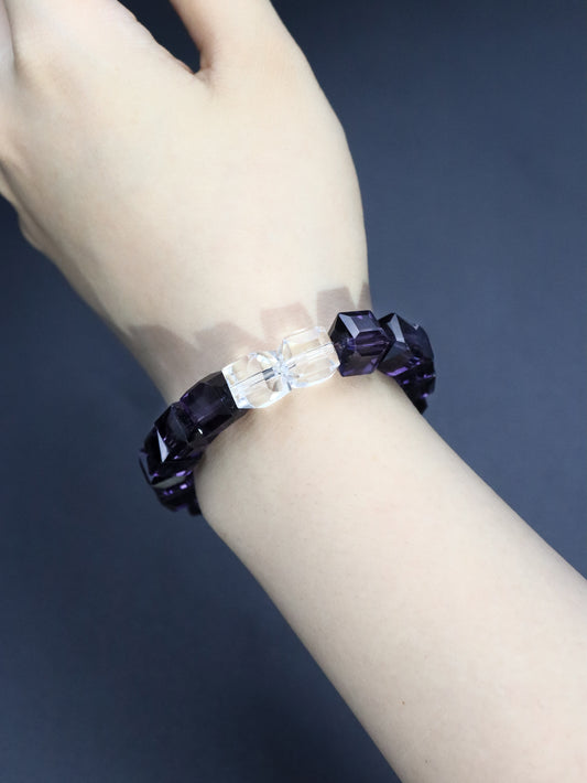 Amethyst-Colored Glazed Candy Cube Bracelet – For Wisdom & Creativity