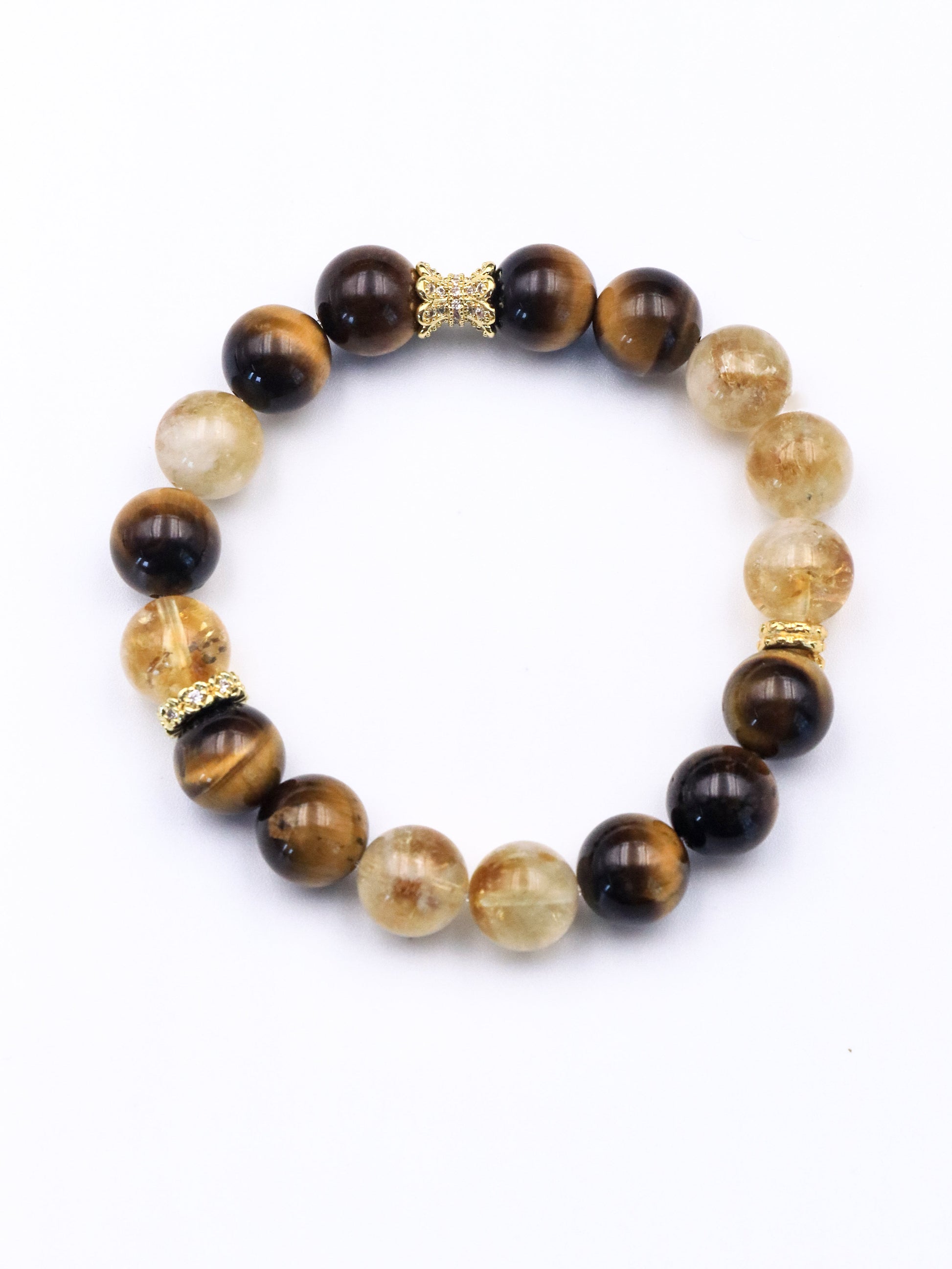 Five Elements Citrine & Tiger’s Eye Bracelet – Earth and Metal Energy for Wealth & Fortune XUANSHU
