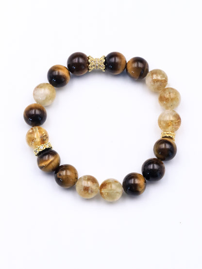 Five Elements Citrine & Tiger’s Eye Bracelet – Earth and Metal Energy for Wealth & Fortune XUANSHU
