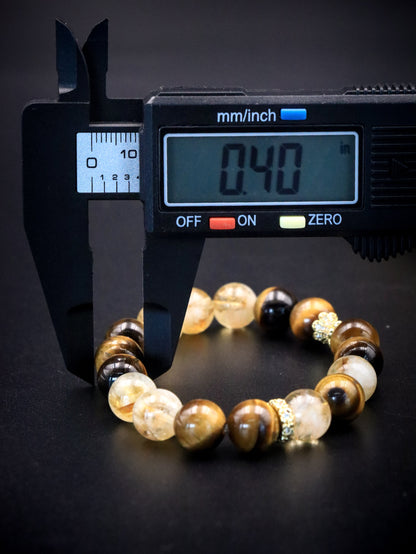 Five Elements Citrine & Tiger’s Eye Bracelet – Earth and Metal Energy for Wealth & Fortune XUANSHU