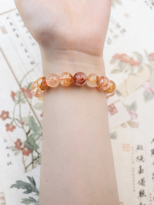 Natural Red Inclusion Quartz Bracelet – Awaken Heart Energy & Feminine Power