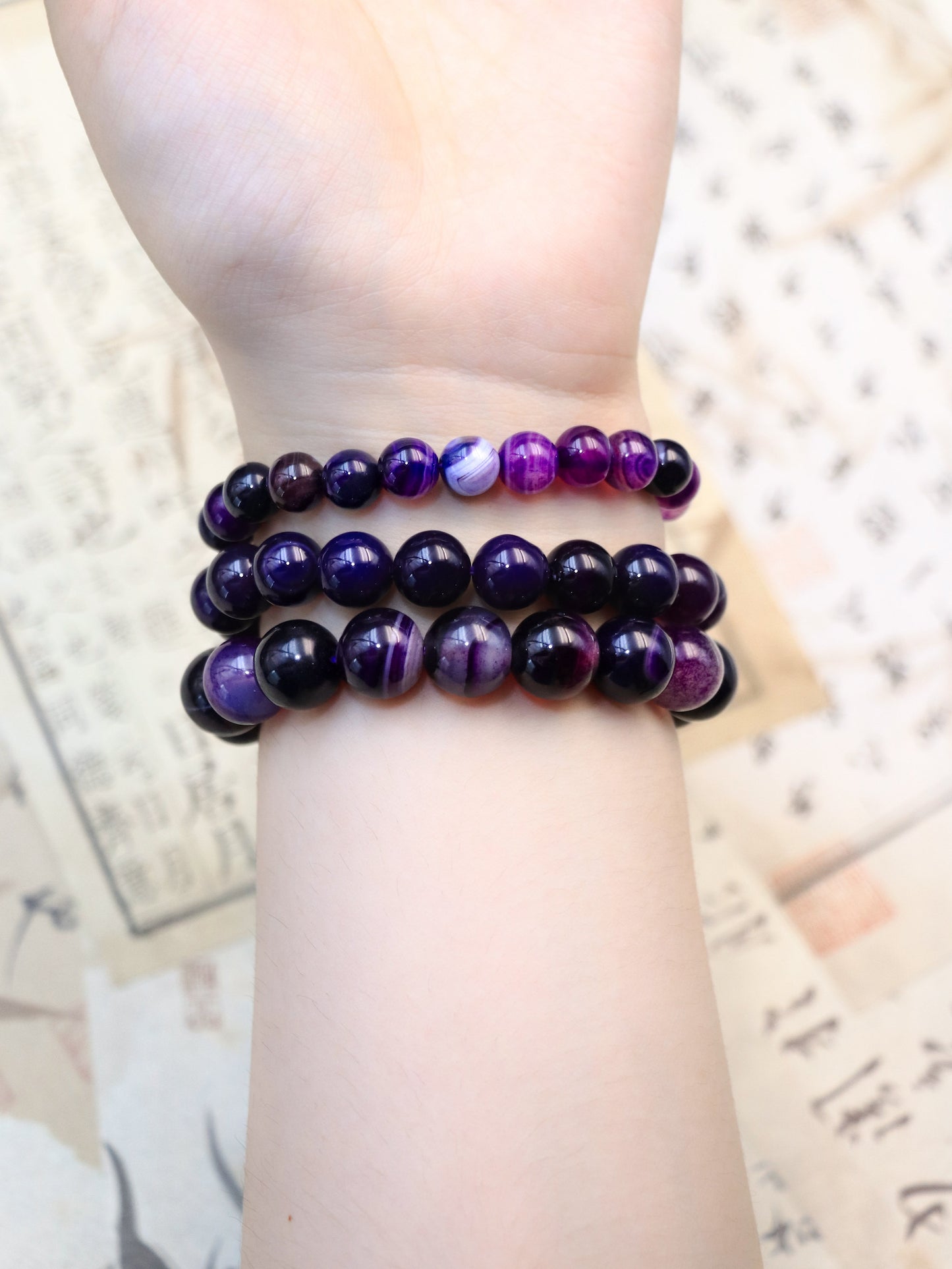 Purple Black Agate Crystal Bracelet – For Balance & Transformation XUANSHU