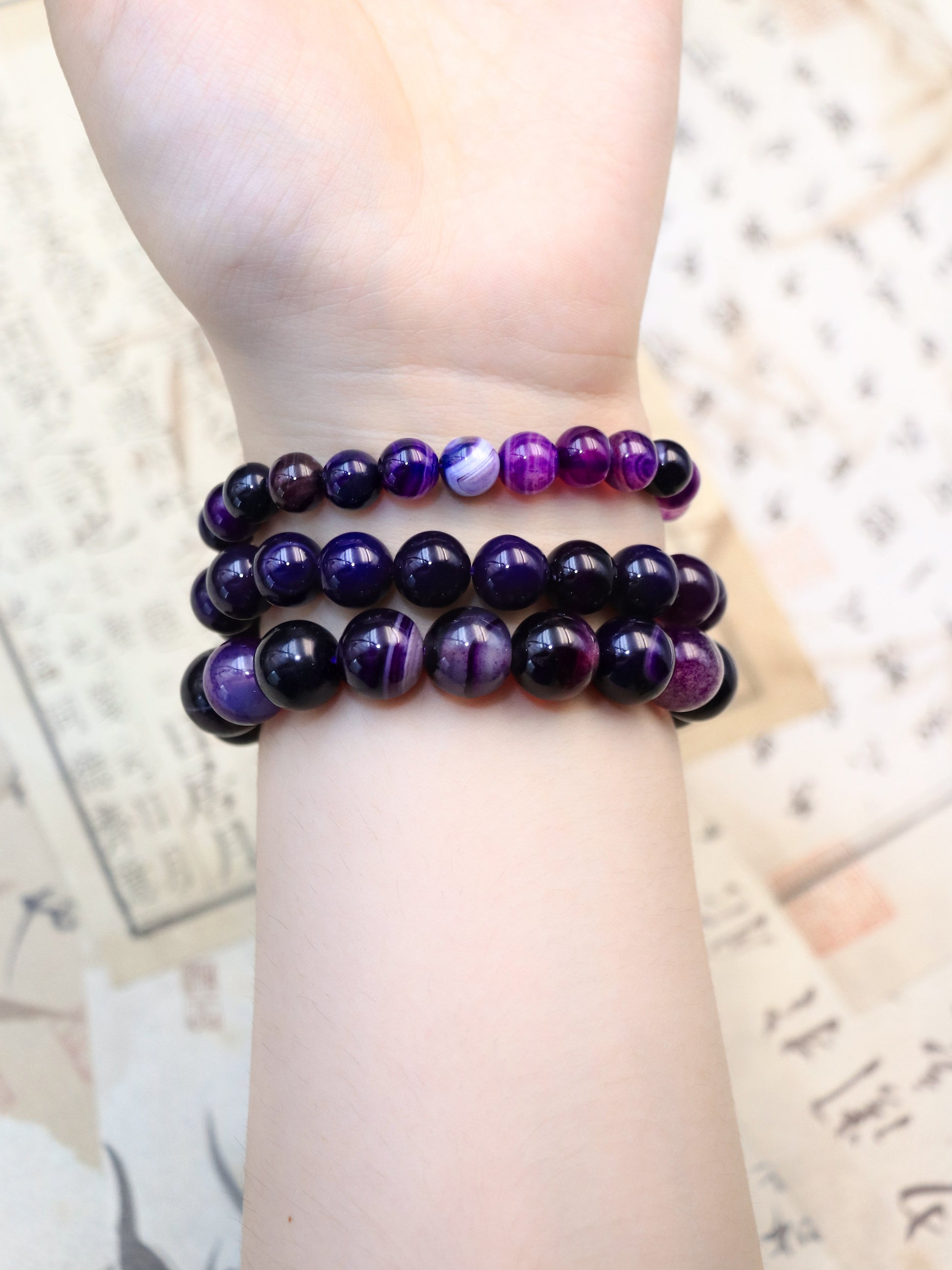 Purple Black Agate Crystal Bracelet – For Balance & Transformation XUANSHU