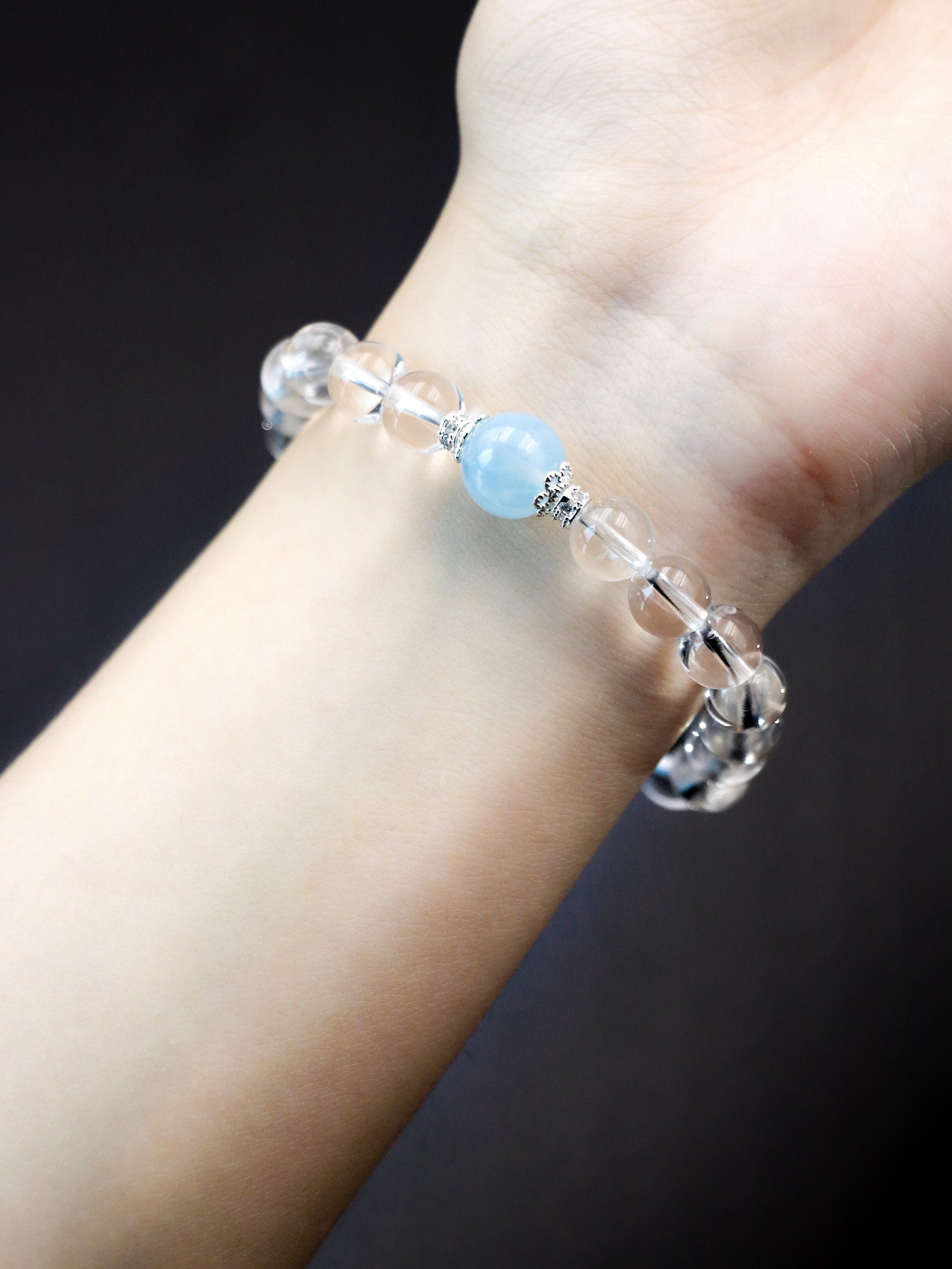 Taoist Five Elements Bracelet – Clear Quartz (Metal) & Aquamarine (Water) XUANSHU