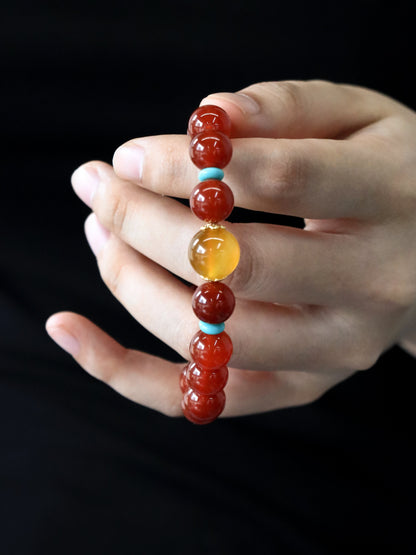 Handmade Red Agate Beaded Bracelet – Enhance Aura & Inner Strength XUANSHU