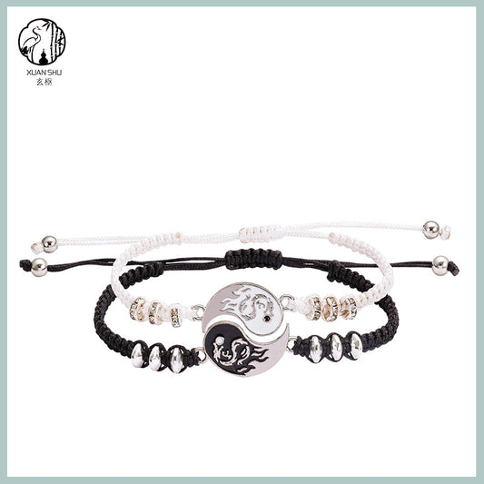 Tai Chi Bagua Dragon Pattern Couple Bracelet and Necklace Set-Dissipating Negative Energy, Attracting Good Luck and Health