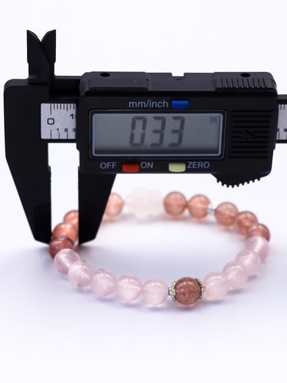 Strawberry Quartz & Rose Quartz Bracelet – Fire-Earth Harmony for Love & Healing