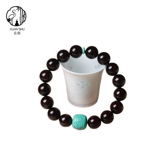 Indian Red Sandalwood Bracelet with Mongolian Six-Word Mantra – Feng Shui Protection & Energy Balance