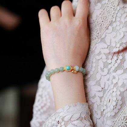 Hetian Jade Beads & Jadeite Pumpkin Turquoise Charm Bracelet