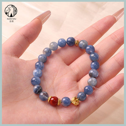 Kyanite and Red Agate Handmade Crystal Bracelet – Balance, Protection & Harmony