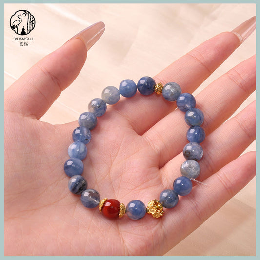 Kyanite and Red Agate Handmade Crystal Bracelet – Balance, Protection & Harmony